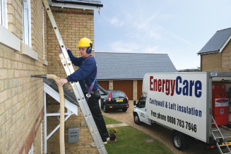 EnergyCare installer fitting Cavity Wall Insulation